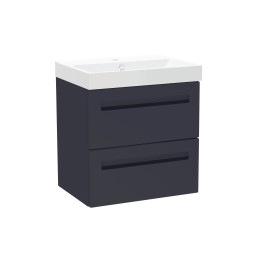 Malvern Slim 50cm Indigo Two Drawer Wall Hung Unit & Basin 