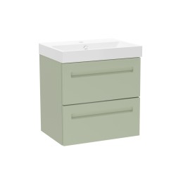 Malvern Slim 50cm Green Two Drawer Wall Hung Unit & Basin 
