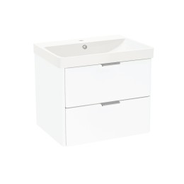 Ledbury 60cm White Gloss with Chrome Handles Two Drawer Wall Hung Unit & Basin  