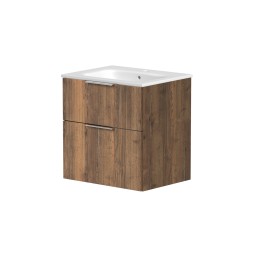 Helmsley 60cm Flagstaff Oak Two Drawer Wall Hung Unit & Basin