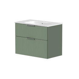 Helmsley 80cm Reed Green Two Drawer Wall Hung Unit & Basin 