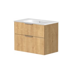Helmsley 80cm Burlington Oak Two Drawer Wall Hung Unit & Basin 
