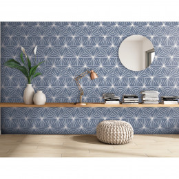 Lily 5 Hexagon Blue Line Decor Porcelain Floor & Wall Tile 198x228mm