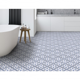 Wells Blue Leaf 'Mr Jones' Ceramic Geometric Floor & Wall Tile 316x316mm