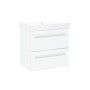 Malvern Slim 50cm Two Drawer Wall Hung Unit & Basin in White Gloss