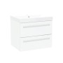 Malvern 60cm Two Drawer Wall Hung Unit & Basin in White Gloss