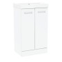 Malvern Slim 50cm Two Door Floorstanding Unit & Basin in White Gloss