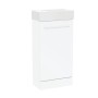 Malvern 40cm One Door Floorstanding Cloakroom Unit & Basin in White Gloss - Left Handed