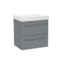 Malvern Slim 50cm Two Drawer Wall Hung Unit & Basin in Mid Grey