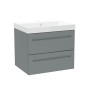 Malvern 60cm Two Drawer Wall Hung Unit & Basin in Mid grey