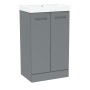 Malvern Slim 50cm Two Door Floorstanding Unit & Basin in Mid Grey
