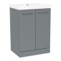 Malvern 60cm Two Door Floorstanding Unit & Basin in Mid Grey