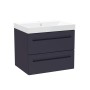 Malvern 60cm Two Drawer Wall Hung Unit & Basin in Indigo