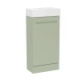 Malvern 40cm One Door Floorstanding Cloakroom Unit & Basin in Green - Right Handed
