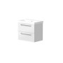Portland 60cm Two Drawer Wall Hung Unit & Basin in White Gloss with Chrome Handles