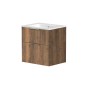 Helmsley 60cm Two Drawer Wall Hung Unit & Basin in Flagstaff Oak