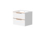 Bembridge 60cm Two Drawer Wall Hung Unit & Basin in Matt White with Oak Handles