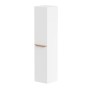 Bembridge 35cm One Door Wall Hung Column Unit in Matt White with a Oak Handle