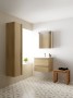 Fairford 60cm Two Drawer Wall Hung Unit & Basin in Light Oak with Solid Wood Handles
