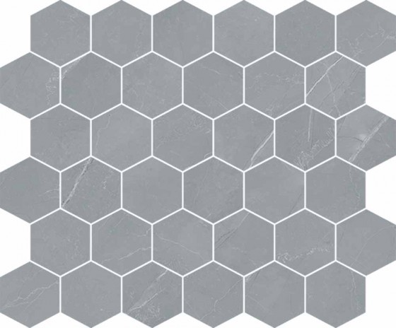 Marbellous Amani Grey Hexagon Mosaic Porcelain Floor and Wall Tile 330x300mm 