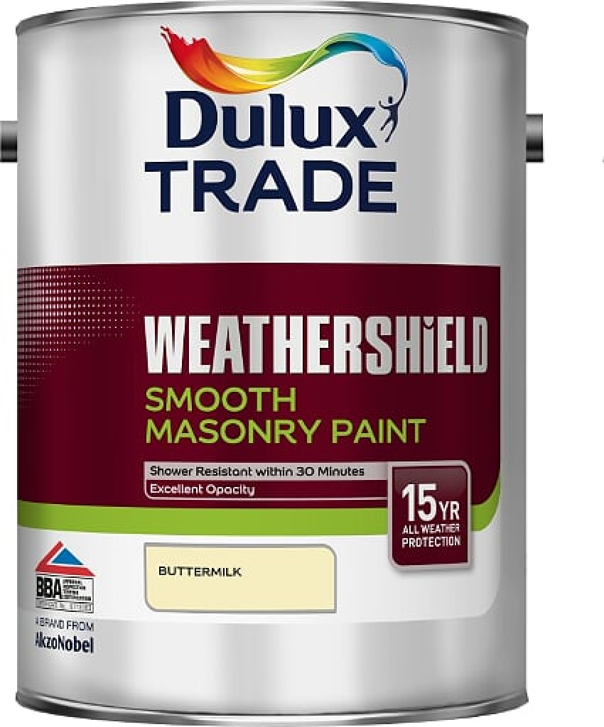 Dulux Trade Paint Weathershield Paint Smooth Masonry Buttermilk 5lt N