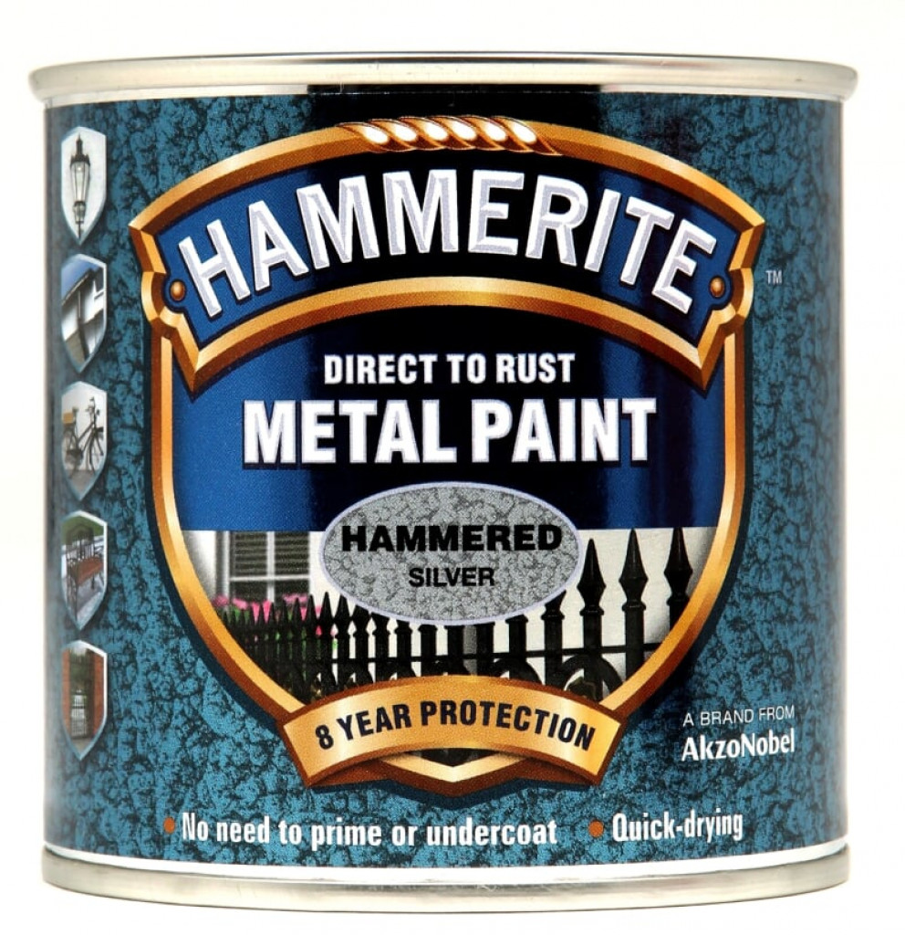 Hammerite Hammered Metal Finish Silver Grey 250ml