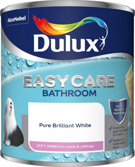 Dulux Paint Easycare Bathroom Soft Sheen Pure Brilliant White 1lt