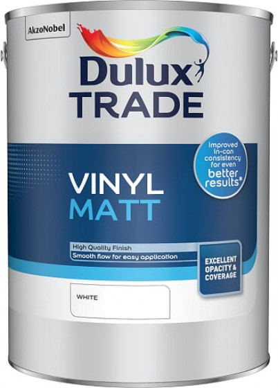 Dulux Trade Paint Vinyl Matt White 5lt