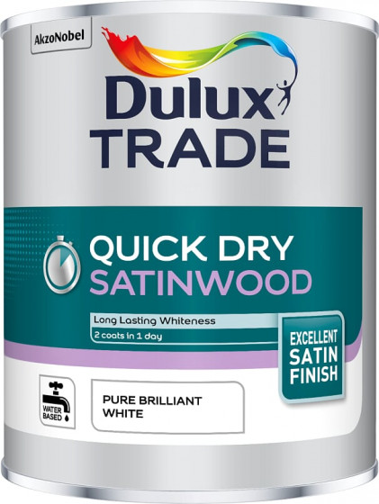 Dulux Trade Paint Quick Dry Satinwood Pbw 1lt