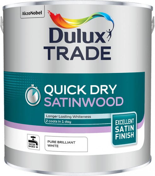 Dulux Trade Paint Quick Dry Satinwood Pbw 2.5lt