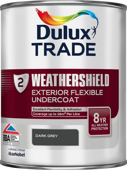 Dulux Trade Paint Weathershield Paint Undercoat Dark Grey 1lt