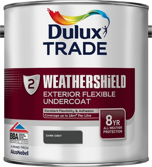 Dulux Trade Paint Weathershield Paint Exterior Undercoat Dark Grey 2.5l