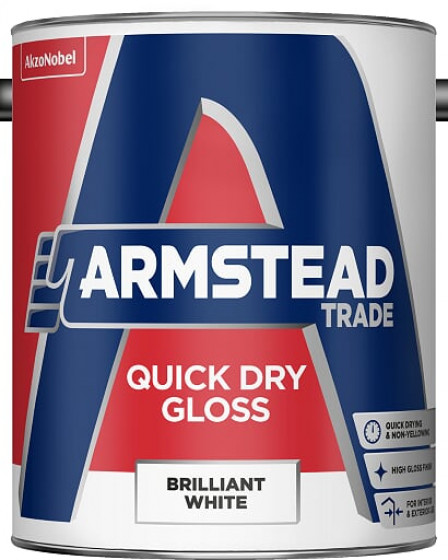 Armstead Trade Paint Quick Dry Gloss Brilliant White 5 Litres