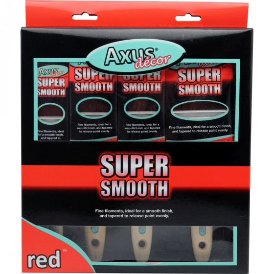 Axus Decor Red Super Smooth 4 Piece Brush Set