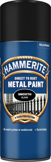 Hammerite Metal Paint Smooth Black 400ml Aerosol (6)