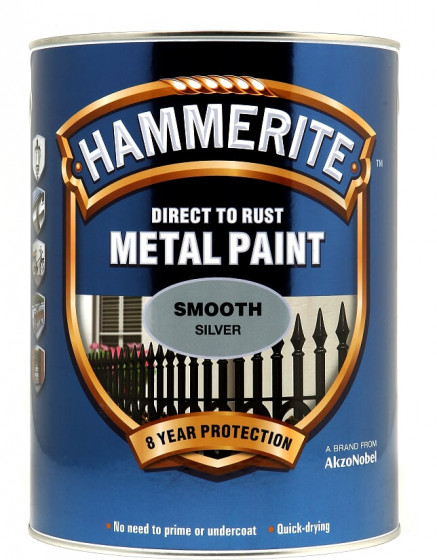 Hammerite Metal Paint Smooth Silver 5lt