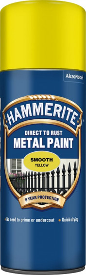 Hammerite Metal Paint Smooth Yellow 400ml Aerosol (6)