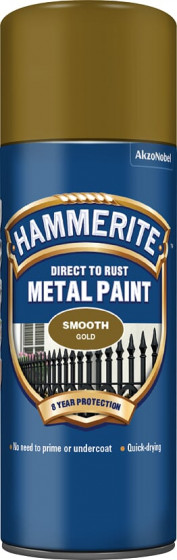 Hammerite Metal Paint Smooth Gold 400ml Aerosol (6)
