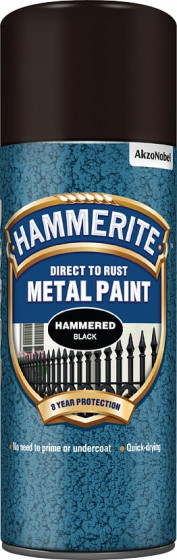 Hammerite Metal Paint Hammered Black 400ml Aerosol (6)