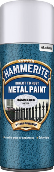 Hammerite Metal Paint Hammered Silver 400ml Aerosol (6)