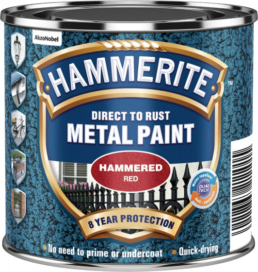Hammerite Hammered Metal Finish Paint Red 250ml