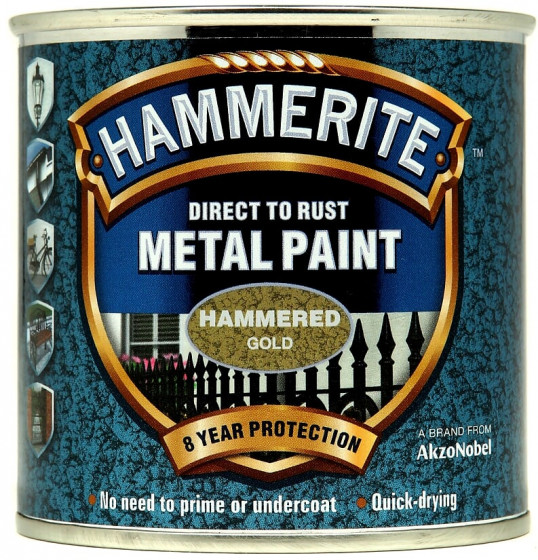Hammerite Hammered Metal Finish Paint Gold 250ml