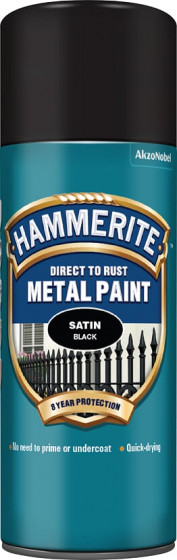 Hammerite Metal Paint Satin Finish Black 400ml Aerosol (6)