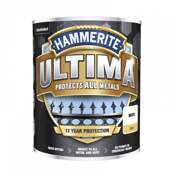 Hammerite Ultima Metal Paint Matt White 750ml