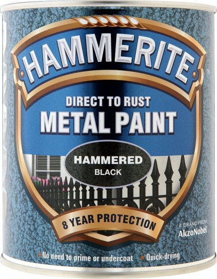 Hammerite Hammered Metal Finish Paint Black 750ml