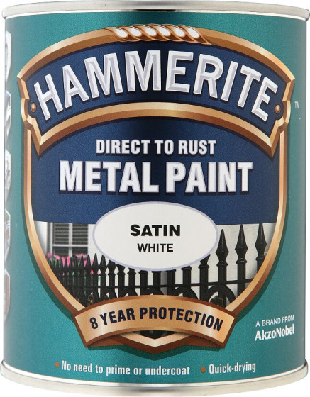 Hammerite Satin Metal Finish Paint White 750ml