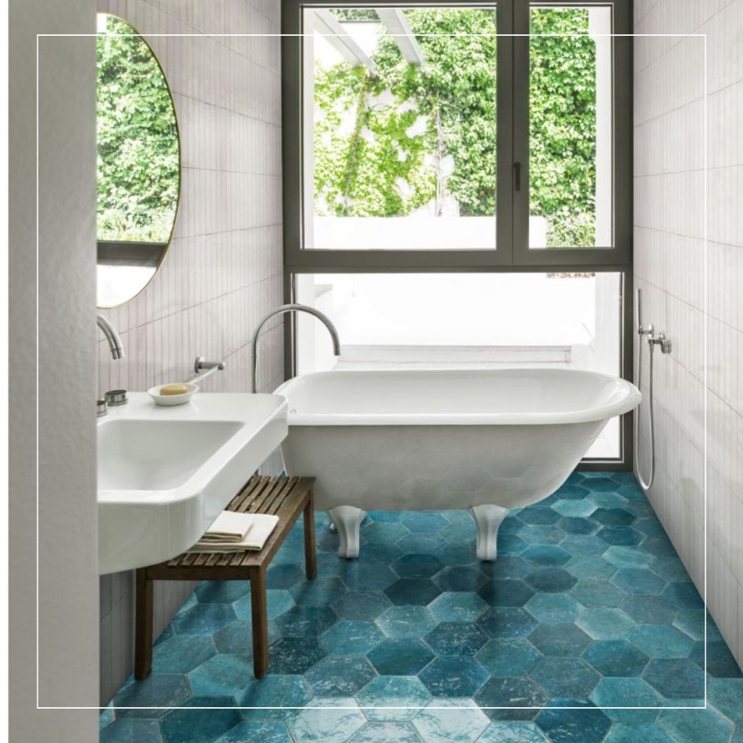 hexagon floor bathroom tiles trend 2025