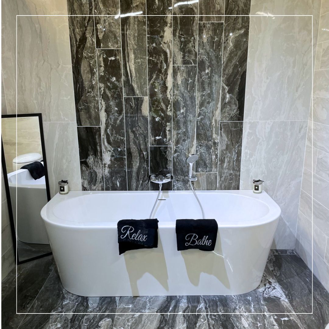 innovative tile layouts trend bathroom 2025