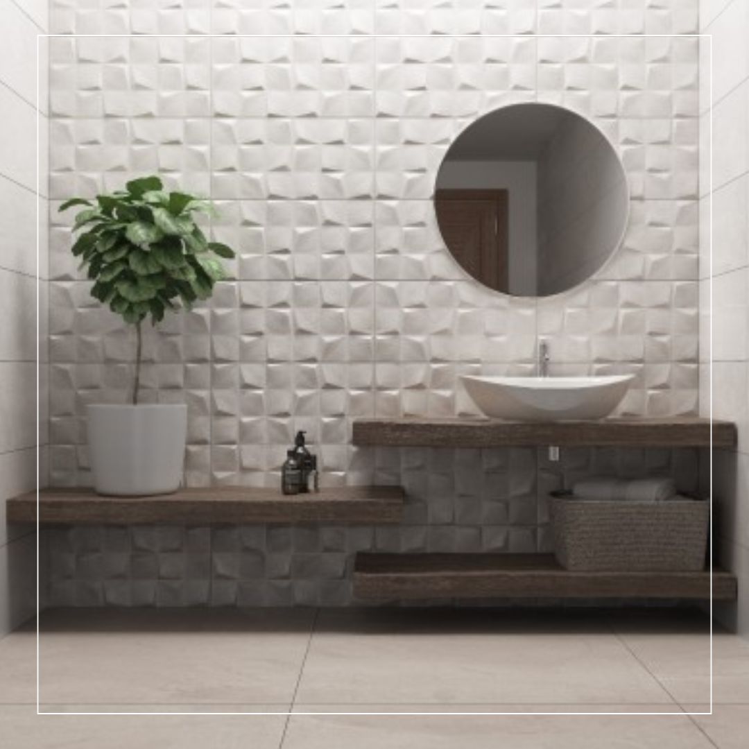 textured bathroom tiles trend 2025