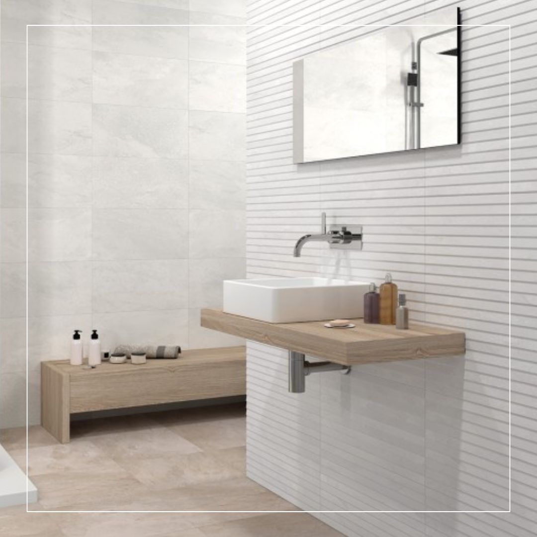 textured bathroom tiles trend 2025